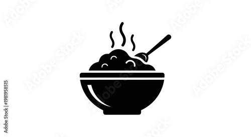 Steaming Bowl of Porridge with Spoon Icon