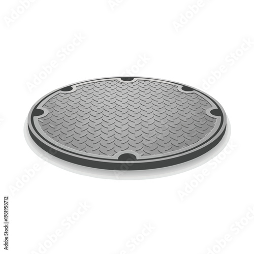 Modern Circular Manhole Cover on Pavement for Urban Infrastructure