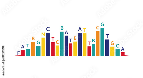Abstract DNA sequence bar chart visualization