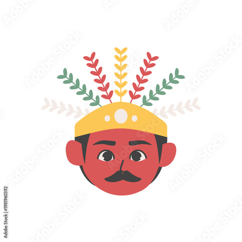 Jakarta Traditional Ondel-Ondel Puppet Head Illustration