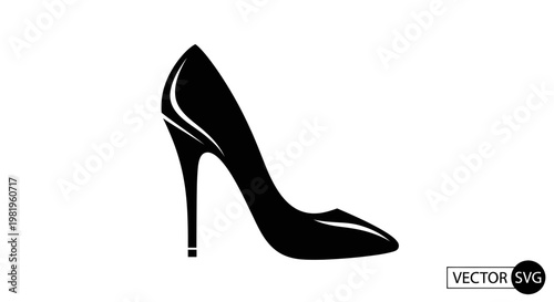Elegant Black High Heel Shoe Silhouette, Fashion Footwear Icon