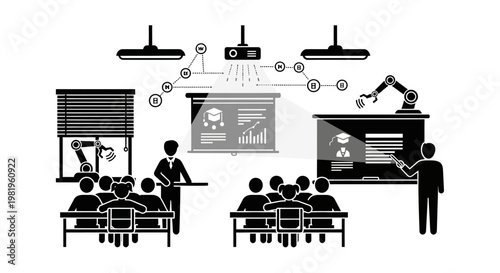 People in classroom with teacher.