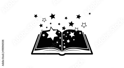 Open Book with Stars Emerging.