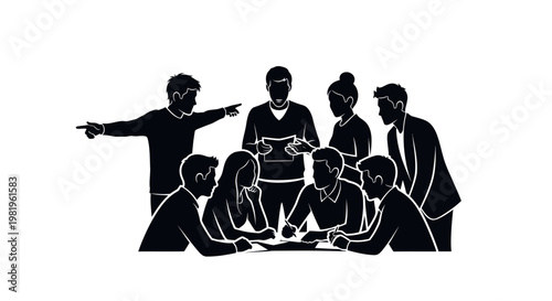 Business people discussing around table.