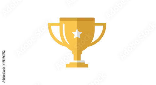 Golden trophy cup icon isolated on white background victory achievement