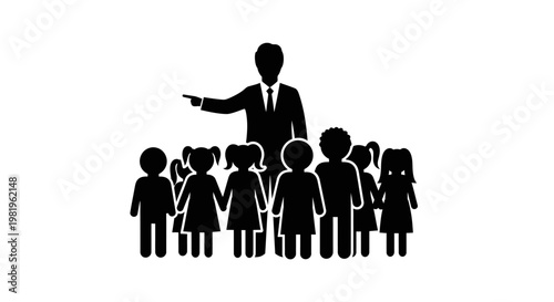 Businessman leading group of people forward.