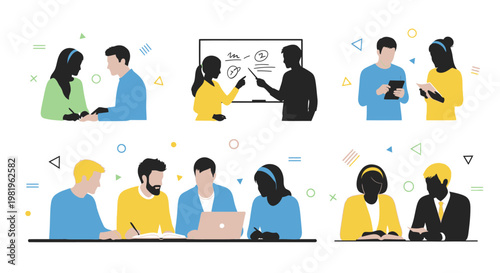 Diverse group of people working together.