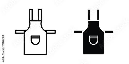 Apron icon editable vector pack. Black flat and line symbols