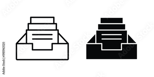 Archive icon editable vector pack. Black flat and line symbols