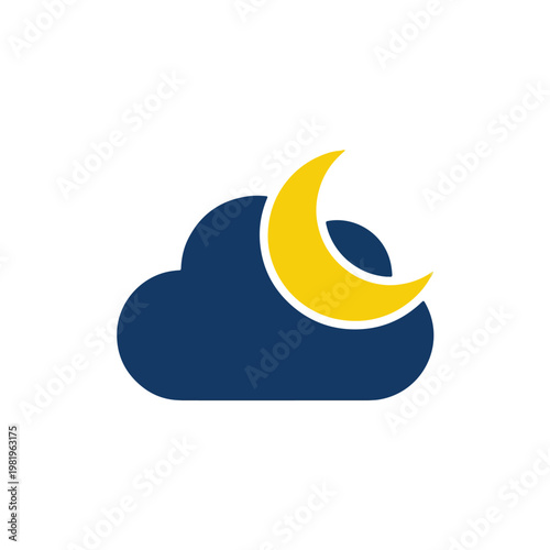 A crescent moon shines brightly in the night sky behind a cloud.