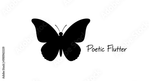 Black Butterfly Silhouette Wings Spread.