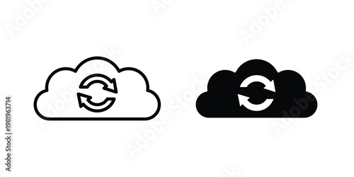 Backup icon editable vector pack. Black flat and line symbols