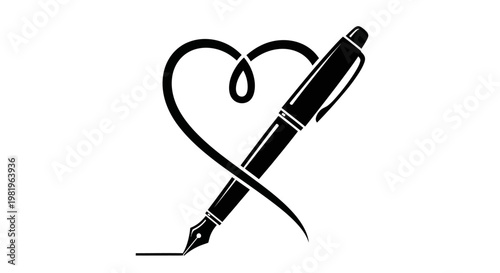 Pen with heart shaped ink stroke.