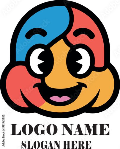 Cute cartoon baby boy and baby girl face icon vector illustration with smiling expressions and simple design