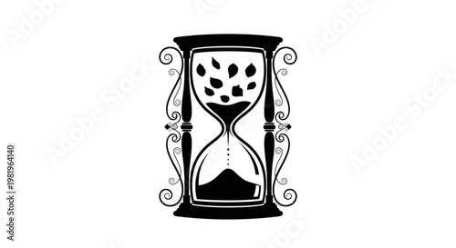 Hourglass with sand flowing down slowly.