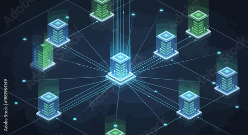 Network connection and data exchange concept.