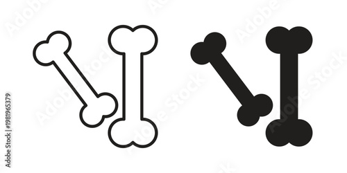 Bones icon editable vector pack. Black flat and line symbols