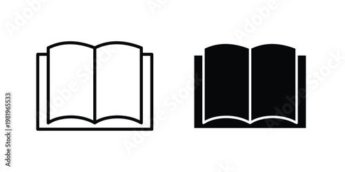 Book icon editable vector pack. Black flat and line symbols