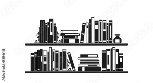 Collection of books on shelves.