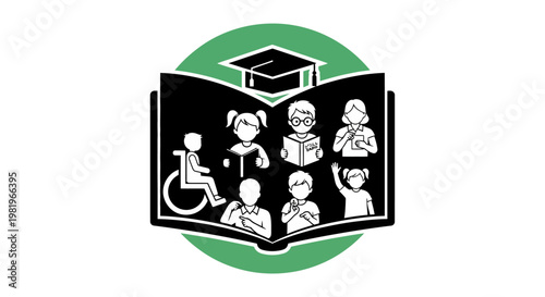 Diverse children in education book.