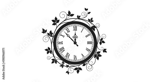 Black and white clock face details.
