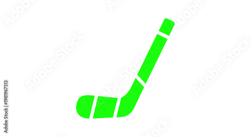 Green Hockey Stick Icon, Minimalist Sports Equipment Vector