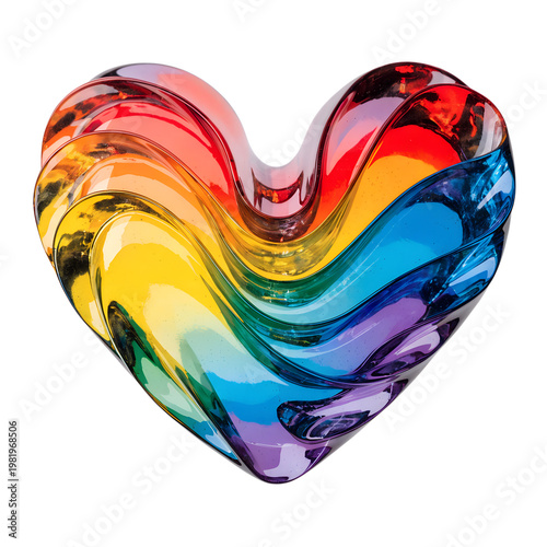 Colorful lgbt Glass Heart Art: Vibrant Waves of Color in a Heart Shape