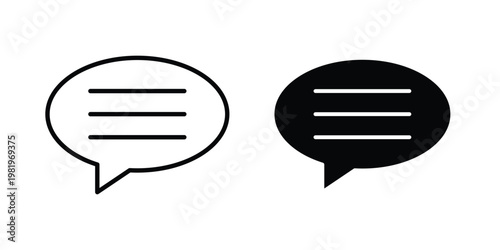 Comments icon editable vector pack. Black flat and line symbols