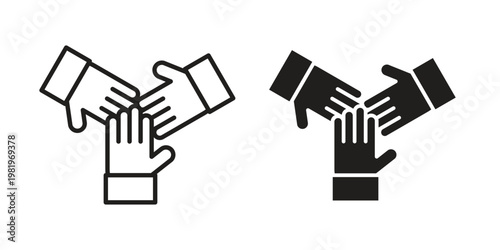 Collaboration icon editable vector pack. Black flat and line symbols