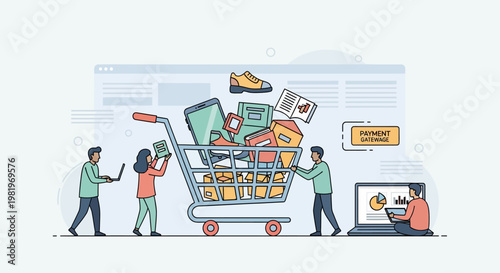 E-commerce, shopping cart, online shopping, digital products, retail