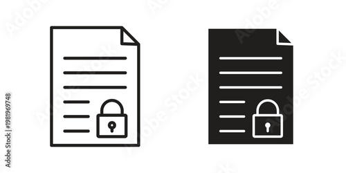 Confidential icon editable vector pack. Black flat and line symbols