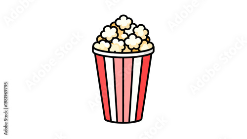 A fun illustration of chocolate ice cream in a cone and cup with a red popcorn box, showing sweet snacks for a movie time treat
