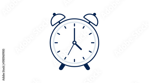 Blue funny alarm clock isolated on white background retro vintage metal alarm clock showing time bell ringing for morning wake up reminder