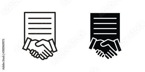 Contract icon editable vector pack. Black flat and line symbols
