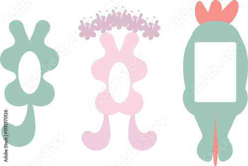 Children's frames for mirrors or pictures. Cute doodle-style objects.