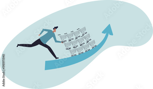 Increase sales or profit, purchasing power growth or consumer spending more money,human life and situation.