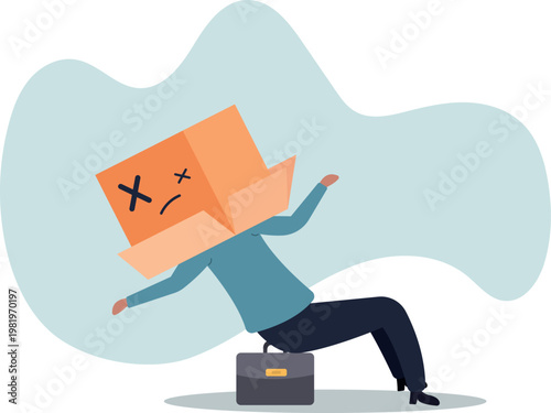 Unhappy employee or unsatisfied customer, depressed from overworked or business failure, anxiety or stressed from work,human life and situation.