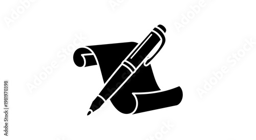 Pen on a rolled up paper.