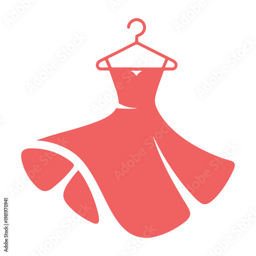 A red cape draped over a simple hanger against a plain background
