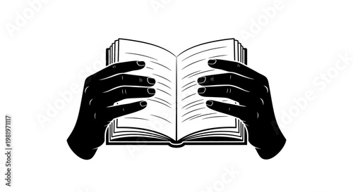 Hands holding an open book.