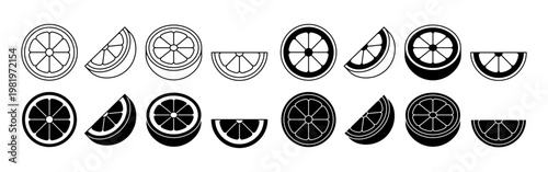 Fresh lime slice icon set for Cinco de Mayo celebration drink garnish and citrus themed visuals