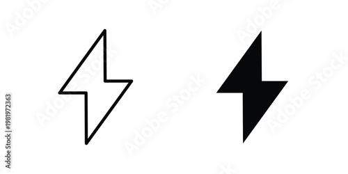 Electricity icon editable vector pack. Black flat and line symbols