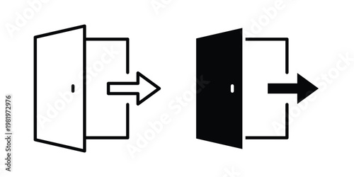 Exit icon editable vector pack. Black flat and line symbols