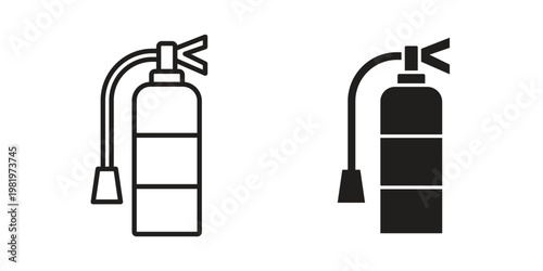 Fire extinguisher icon editable vector pack. Black flat and line symbols