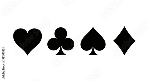 Playing Card Suits Symbols - Hearts, Clubs, Spades, Diamonds