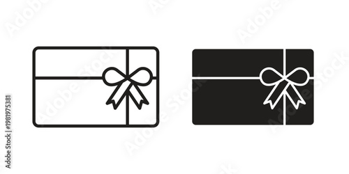 Gift card icon editable vector pack. Black flat and line symbols