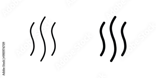 Heat icon editable vector pack. Black flat and line symbols