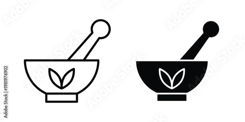 Herbal medicine icon editable vector pack. Black flat and line symbols