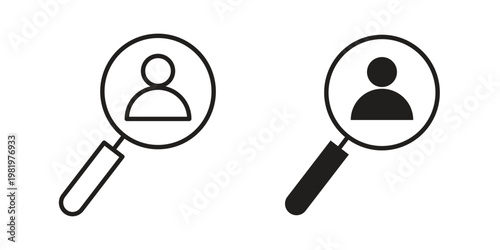 Hiring icon editable vector pack. Black flat and line symbols