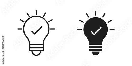 Idea icon editable vector pack. Black flat and line symbols